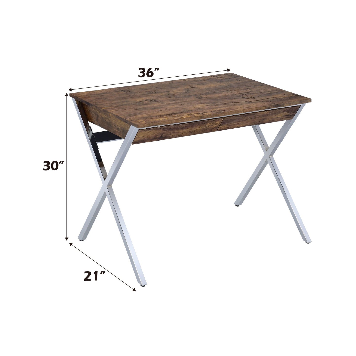 Callers Weathered Writing Desk - Chrome / Oak