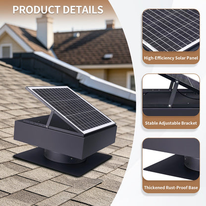 12" Solar Roof Vent Fan, 40W Dual Power Attic Exhaust Fan with Remote & Auto Start