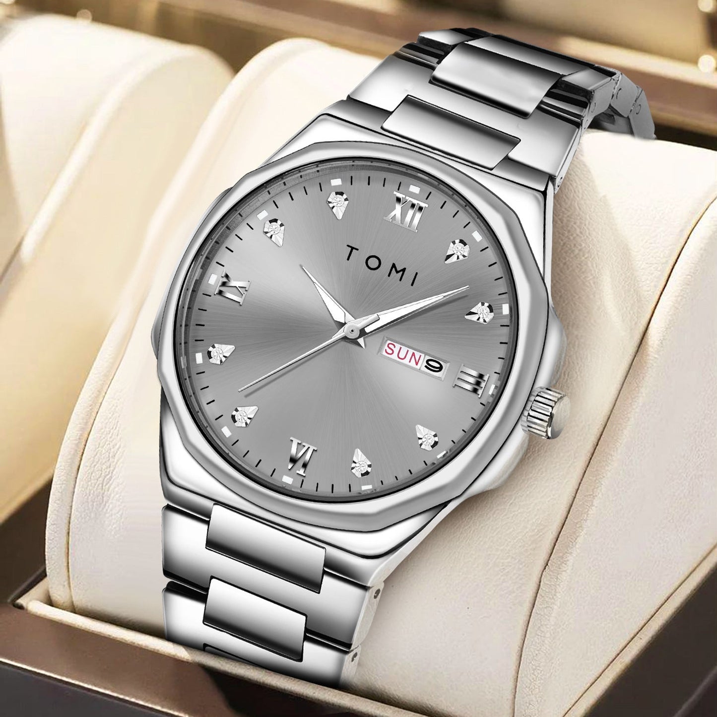 Simple Diamond Encrusted Quartz Watch Fashionable