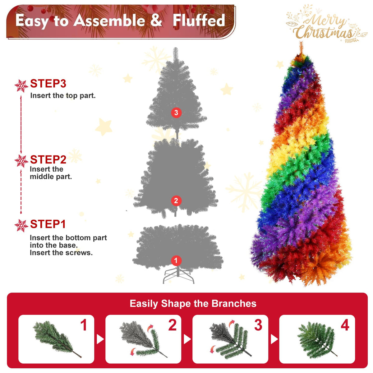 7.5ft Rainbow Spiral Christmas Tree
