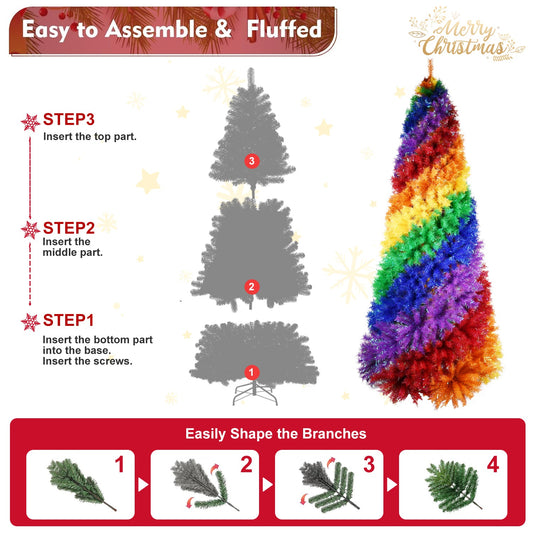 7.5ft Rainbow Spiral Christmas Tree