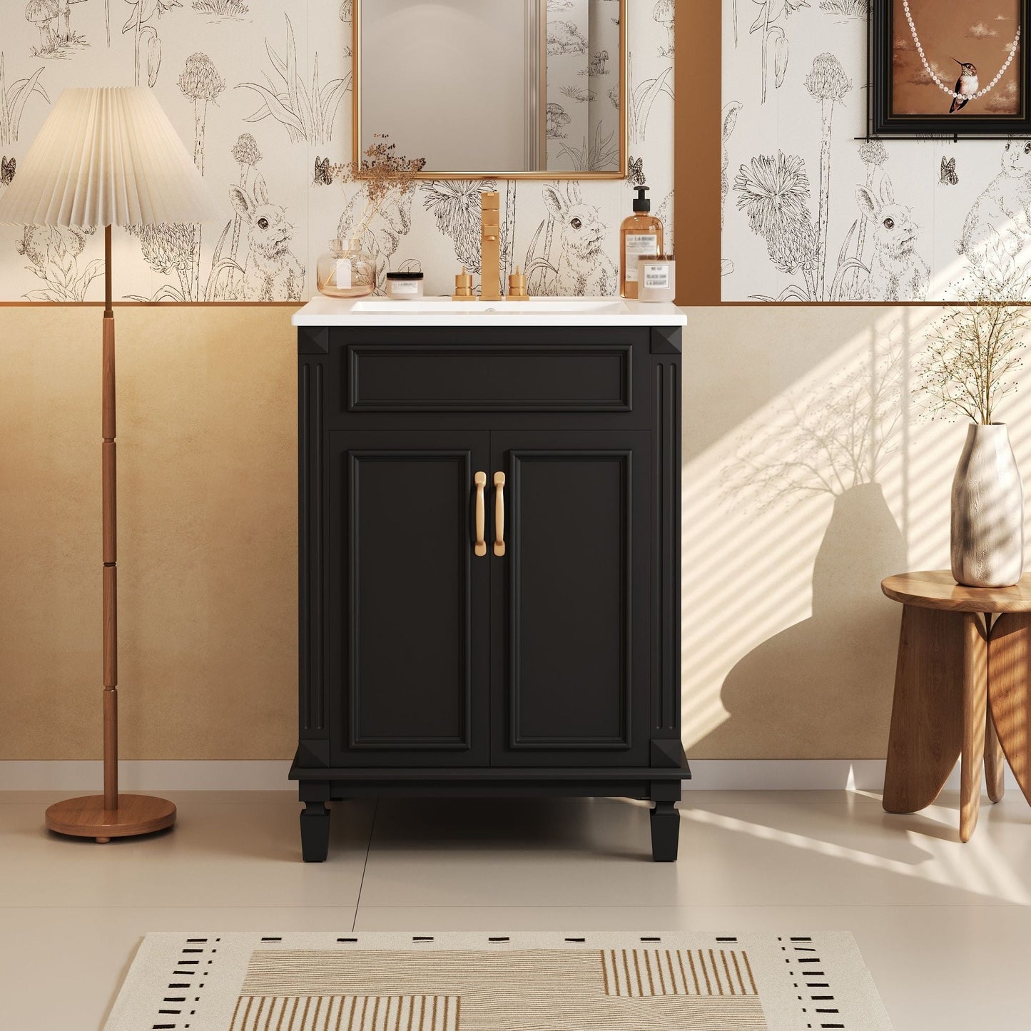 Bathroom Vanity With Top Sink and Soft Closing Doors