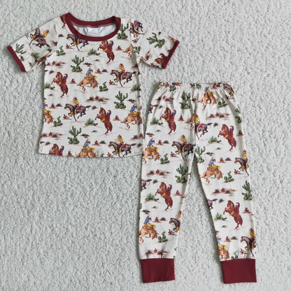 Boy Horse Print Short Sleeve Outfits