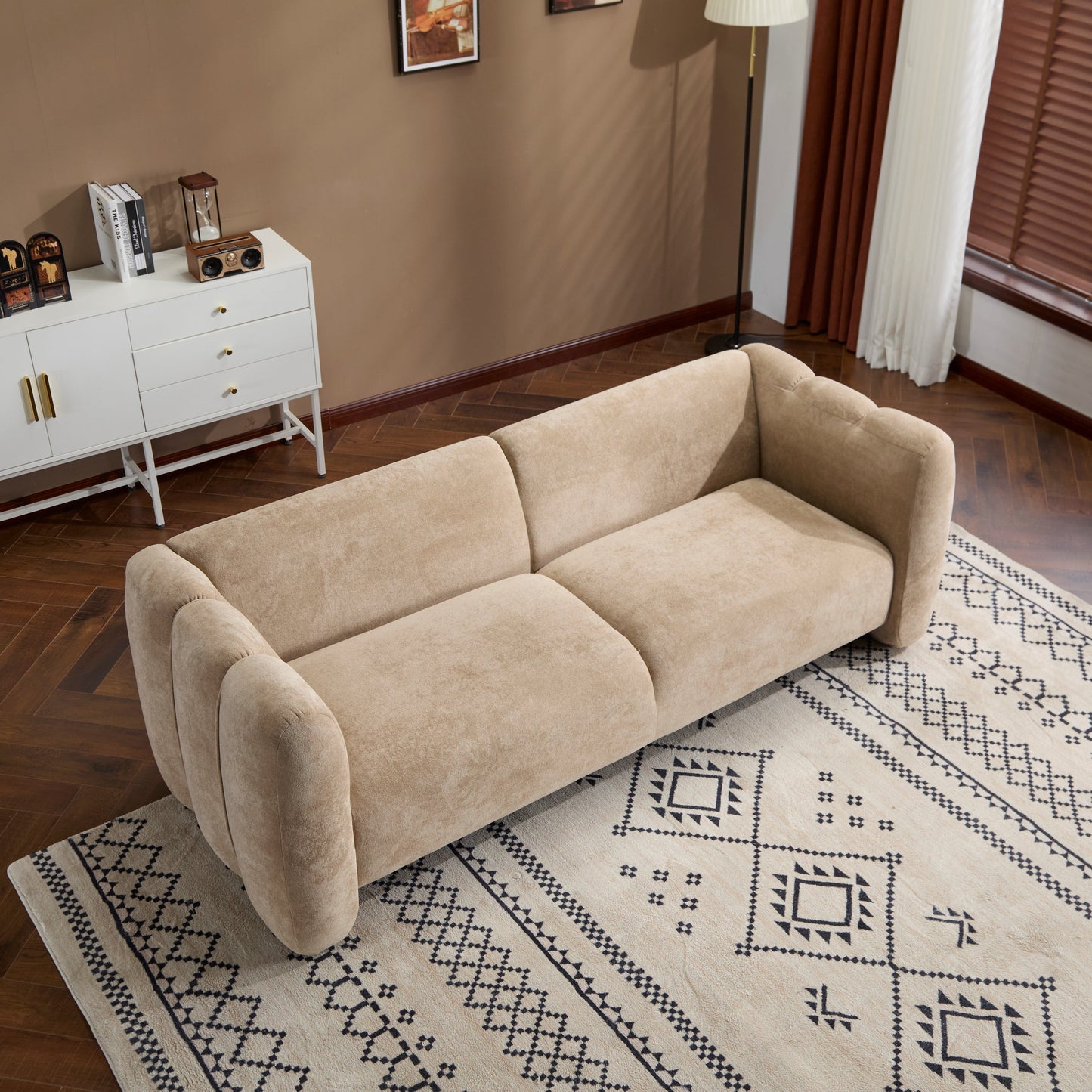 Tonson 83" 3-Seater Velvet Sofa, Wave Design
