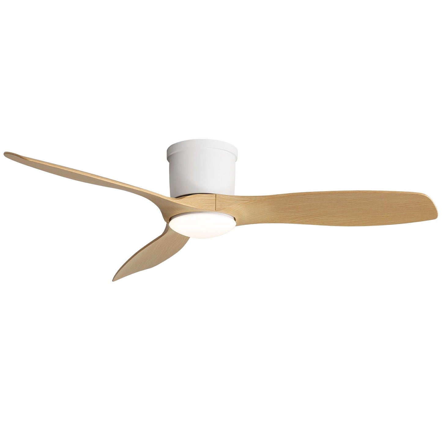 Flush Mount Ceiling Fan With Dimmable LED Light, 3 Blades, Reversible DC Motor