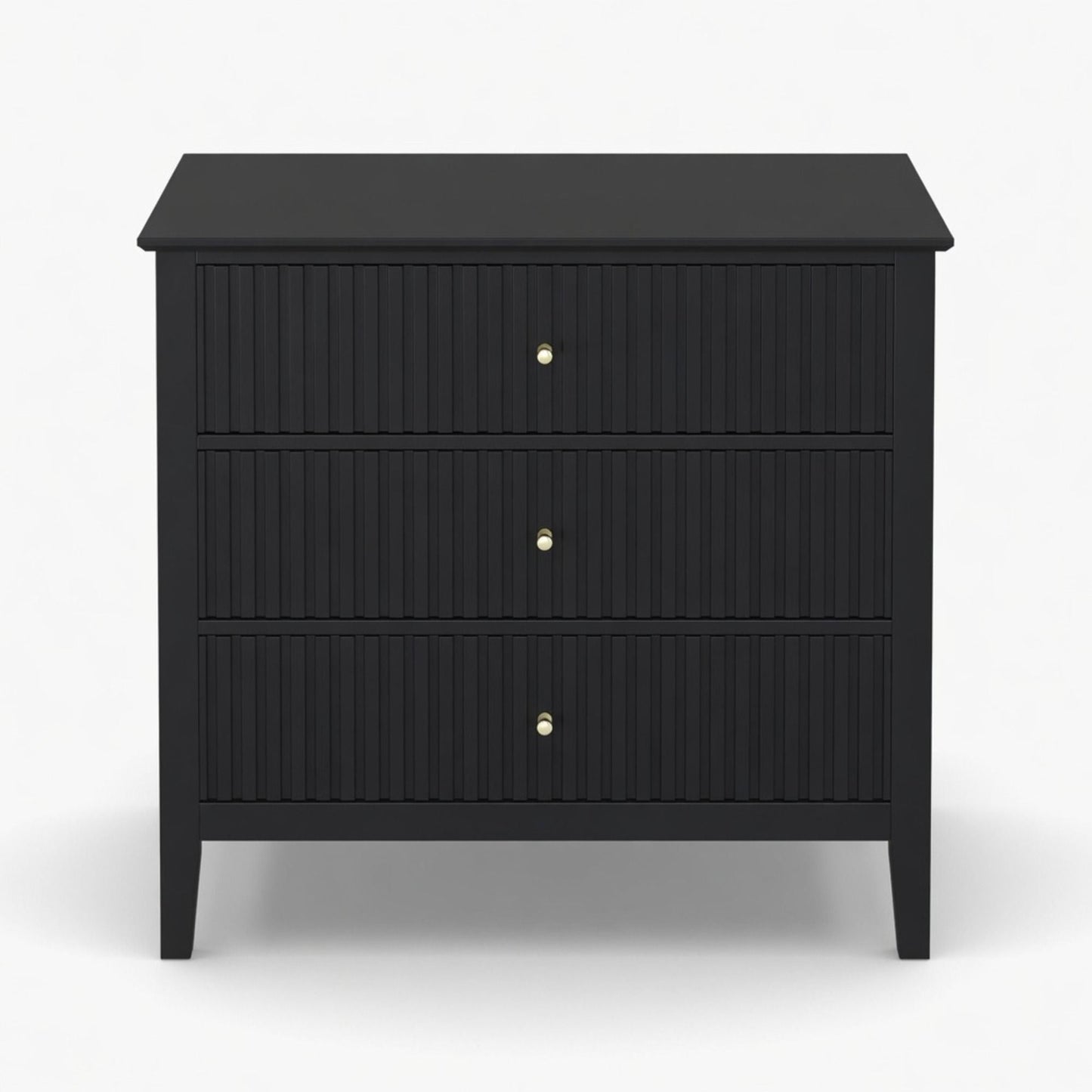 Fluted 3 Drawer Nightstand With Soft Close Slides