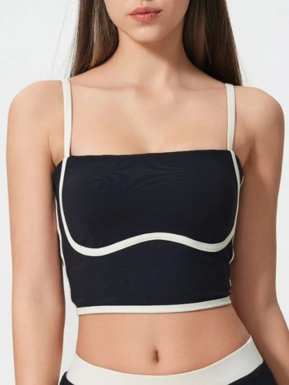 Square Neck Contrast Trim Active Cami