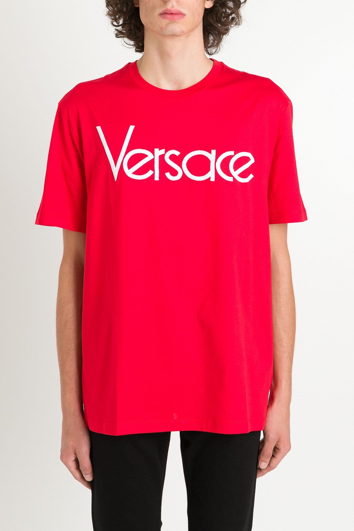 Versace Men Embroidered Logo Tee
