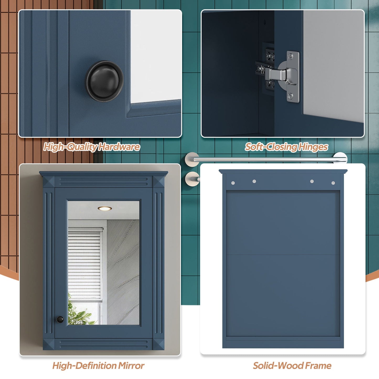 Wall Mounted Bathroom Storage Medicine Cabinet For Over Toilet With Mirror