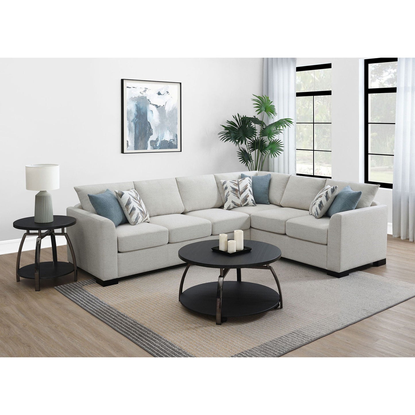 Radison - Upholstered Sectional Sofa With Hidden Sleeper - Greige