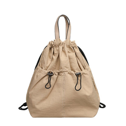 Casual Versatile Drawstring Bucket Bag for Female - Textured Nylon Backpack, Lightweight & Portable Travel Companion (Copy)