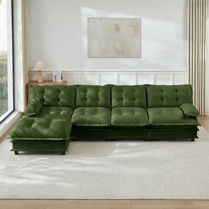 138" L Shaped Modern Sofa Modular Sectional Cloud Couch with Ottoman