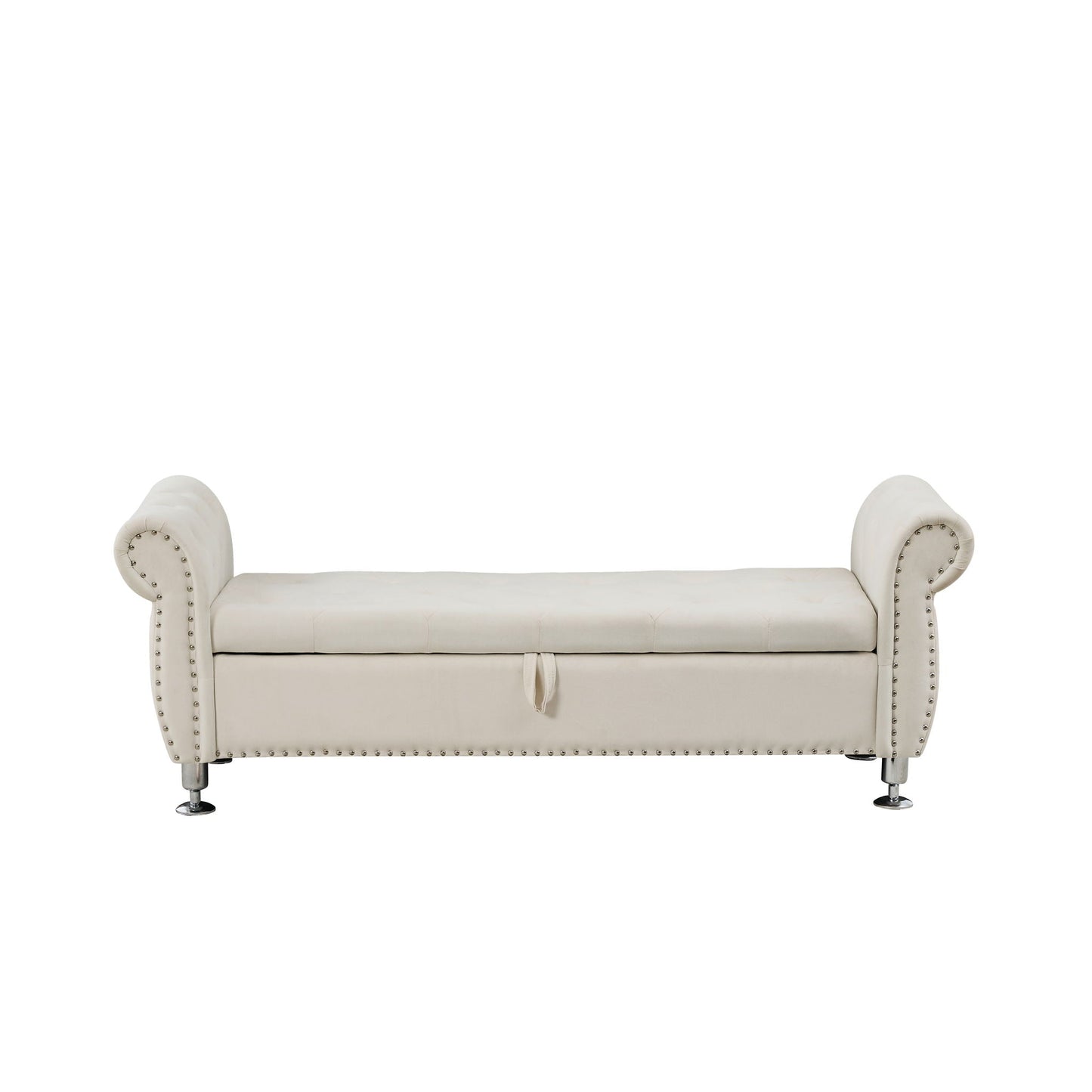 Storage Bench With Crystal Buttons And 1 Pillow For Bedroom