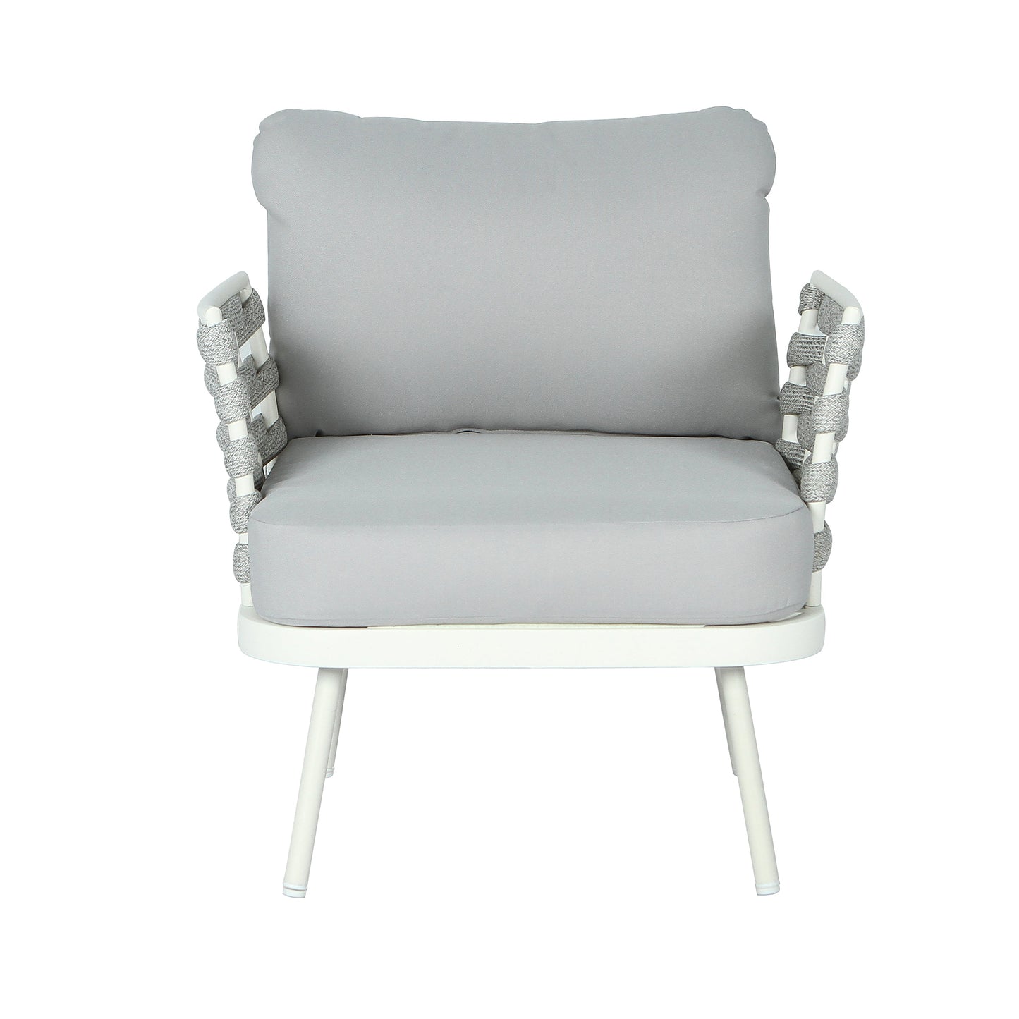 Mariano Steel 4-Pieces Conversation Set, Off White & Grey