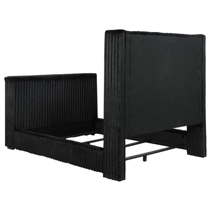 Centergrove Upholstered Queen Wingback TV Bed Black