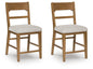 Cabalynn - Upholstered Barstool (Set of 2) - Oatmeal / Light Brown