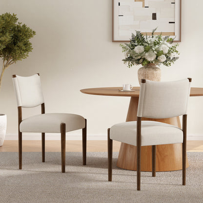Modern Dining Chair with Thick Seat Cushion and Solid Wood Legs, Set of 2