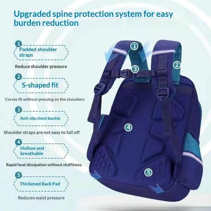 School Bag For Boys Spine Protecting Lightweight And Ultra Lightweight Backpack With Large Capacity