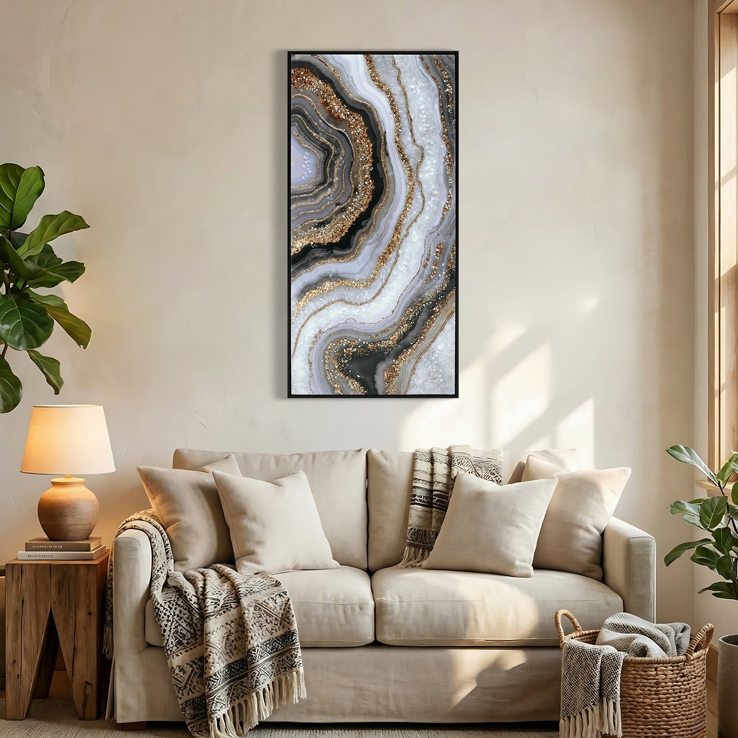Canvas Painting Wall Art Framed Abstract Modern Decor 20x40 Inches