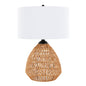 Congo - Contemporary Rattan Table Lamp - Natural / Matte Black / White