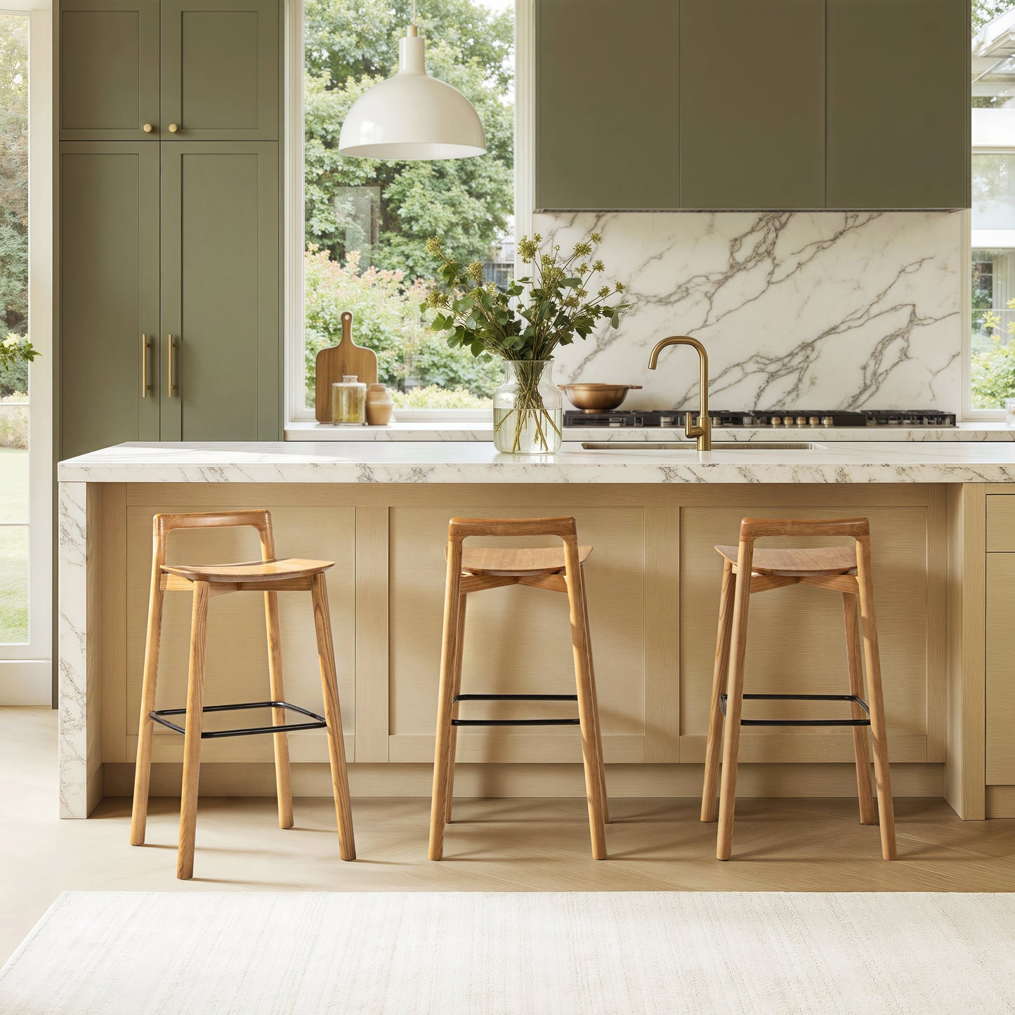 Sven 30" Modern Minimalist Low Back Wood Barstool