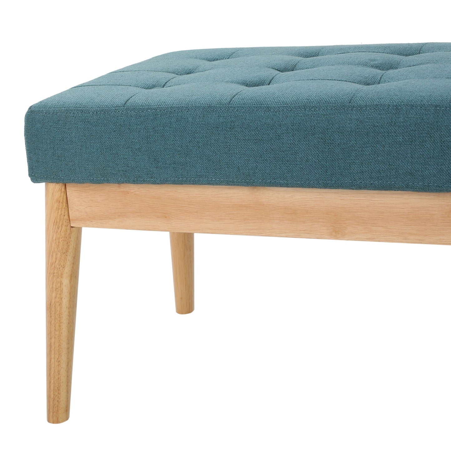 Vibratory Button Tufted Upholstered Ottoman with Splayed Wooden Legs