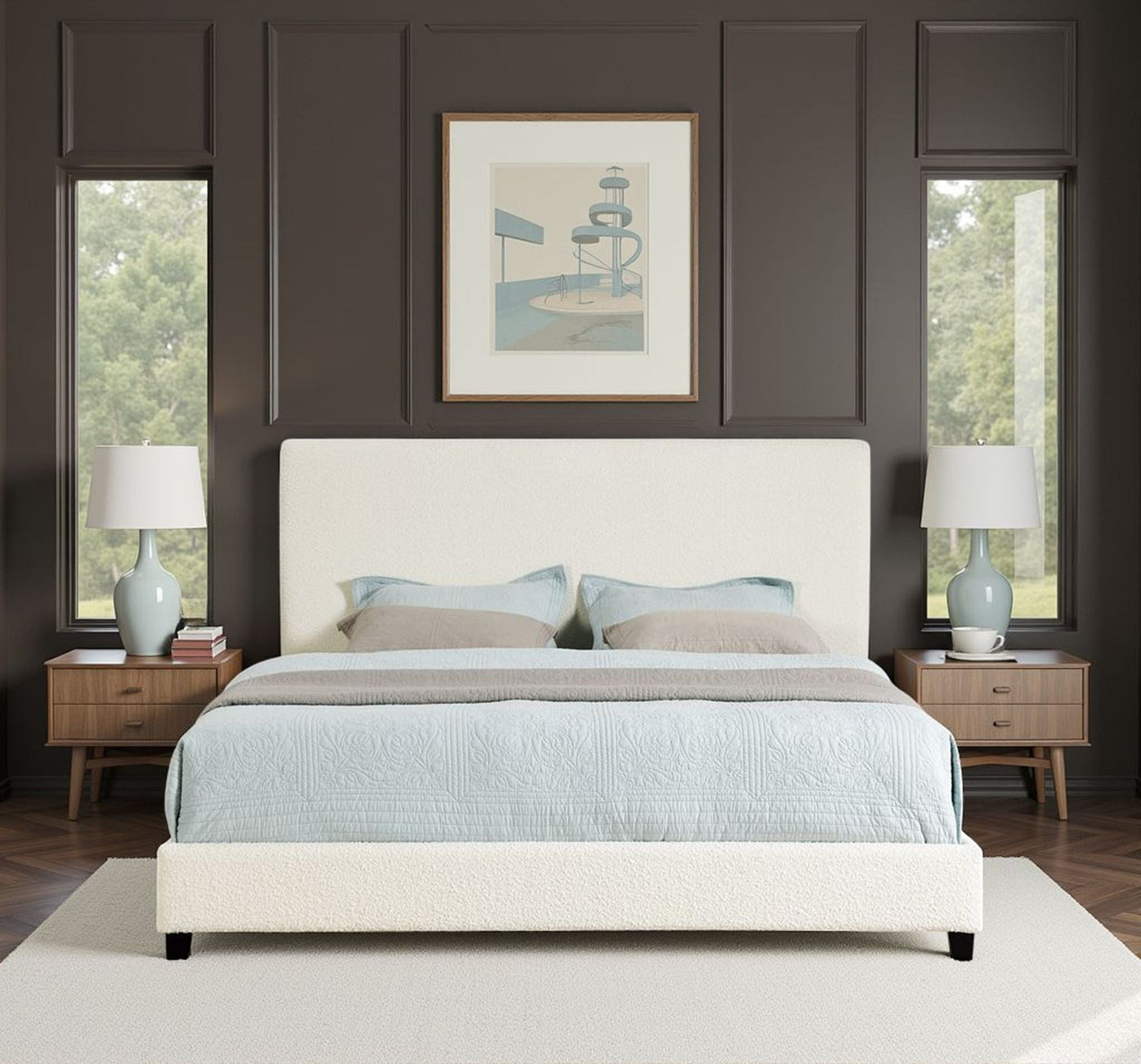 Platform Bed & Upholstered Headboard