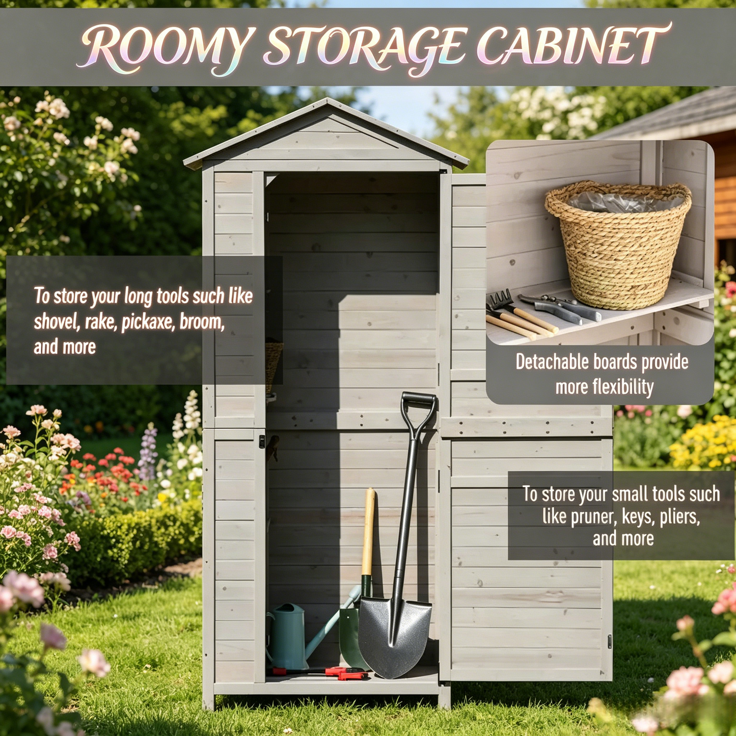 Outdoor Storage Shed with Tilted Tin Roof