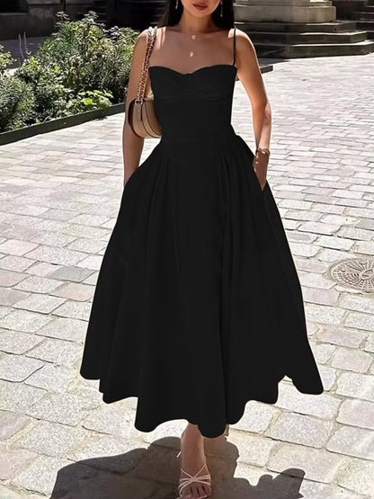 Sweetheart Neck Spaghetti Strap Midi Dress