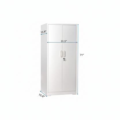 Container Furniture Direct Ironclad 71" Metal Storage Cabinet with Locking Doors and 4 Adjustable Shelves