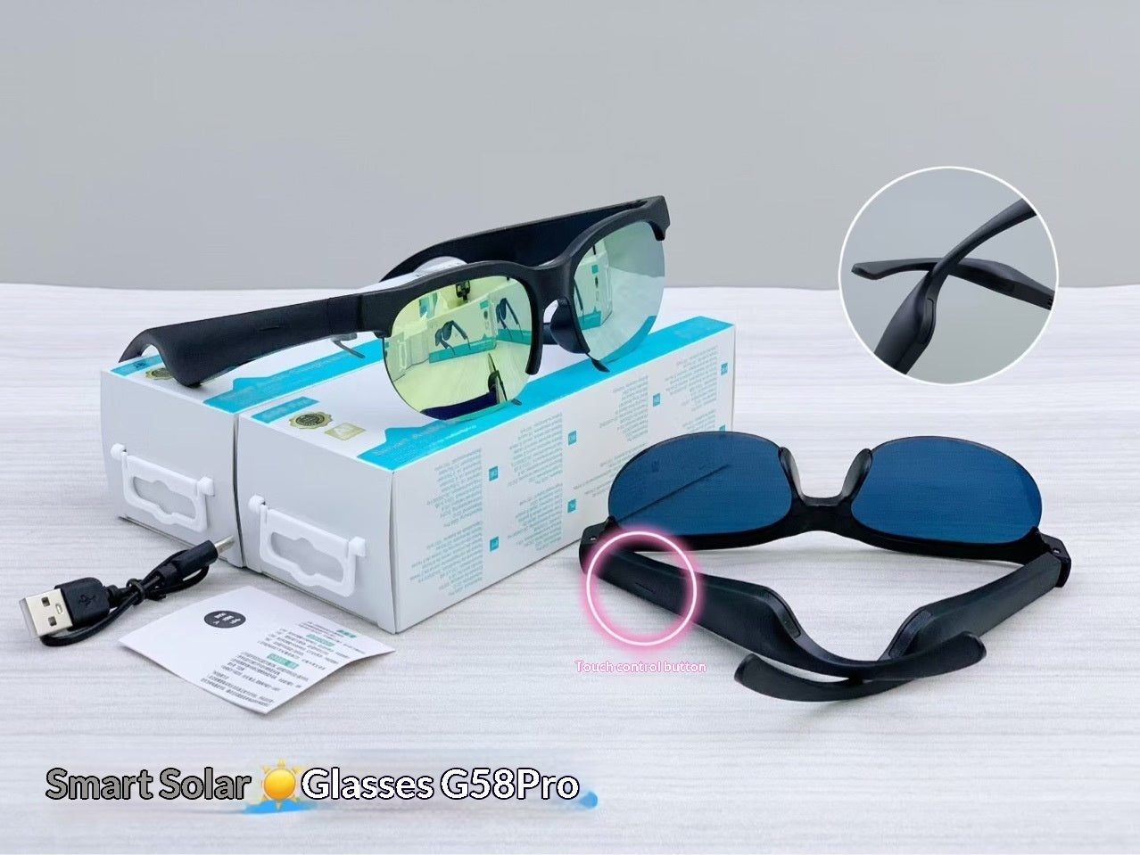 AI-Powered Bluetooth Earphone Glasses for Smart Translation and Clear Communication