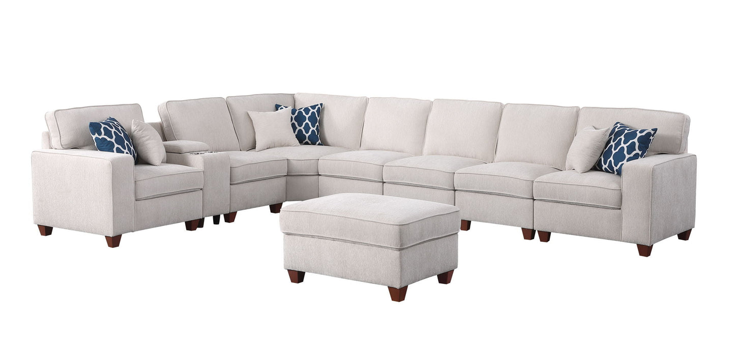 Ted - Sectional Sofa With Ottoman - Beige