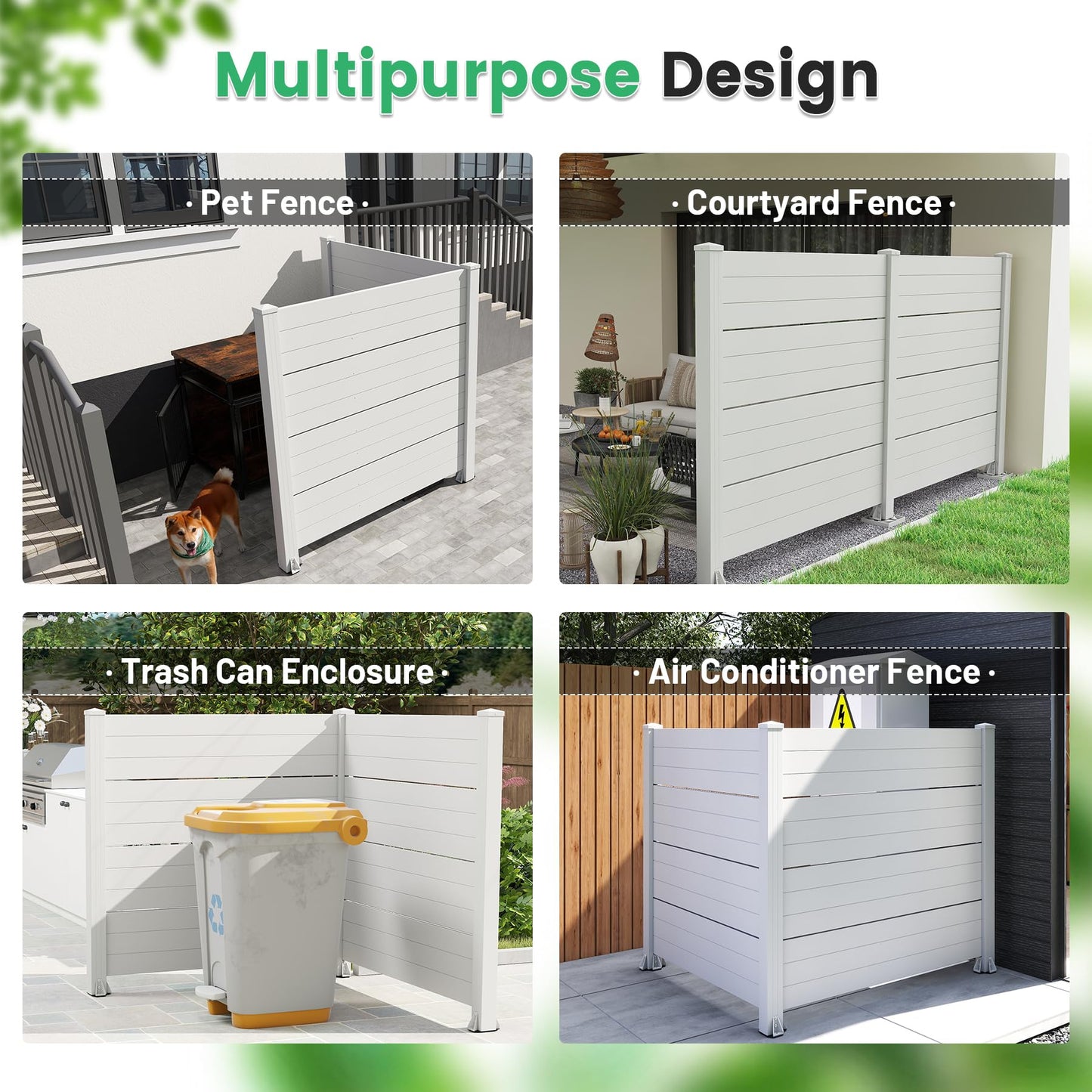50" W x 49" H Outdoor Privacy Screen with Aluminum Posts, 2 Panels