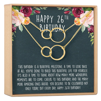 26th Birthday Necklace, Multiple Styles