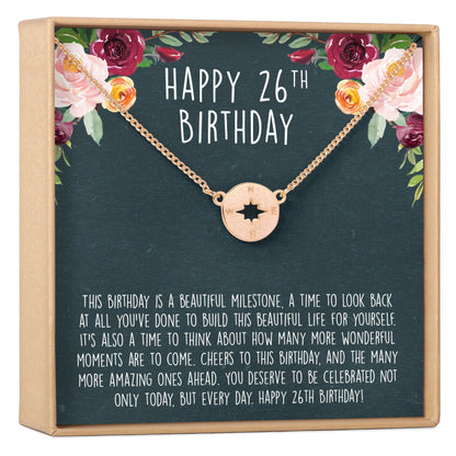 26th Birthday Necklace, Multiple Styles