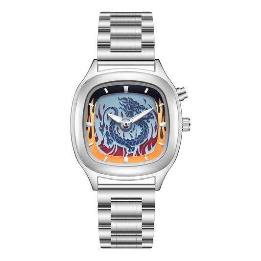 Personalized Retro Dragon-shaped Dual-display Mens Watch With A Trendy Premium Look And Water Resistance