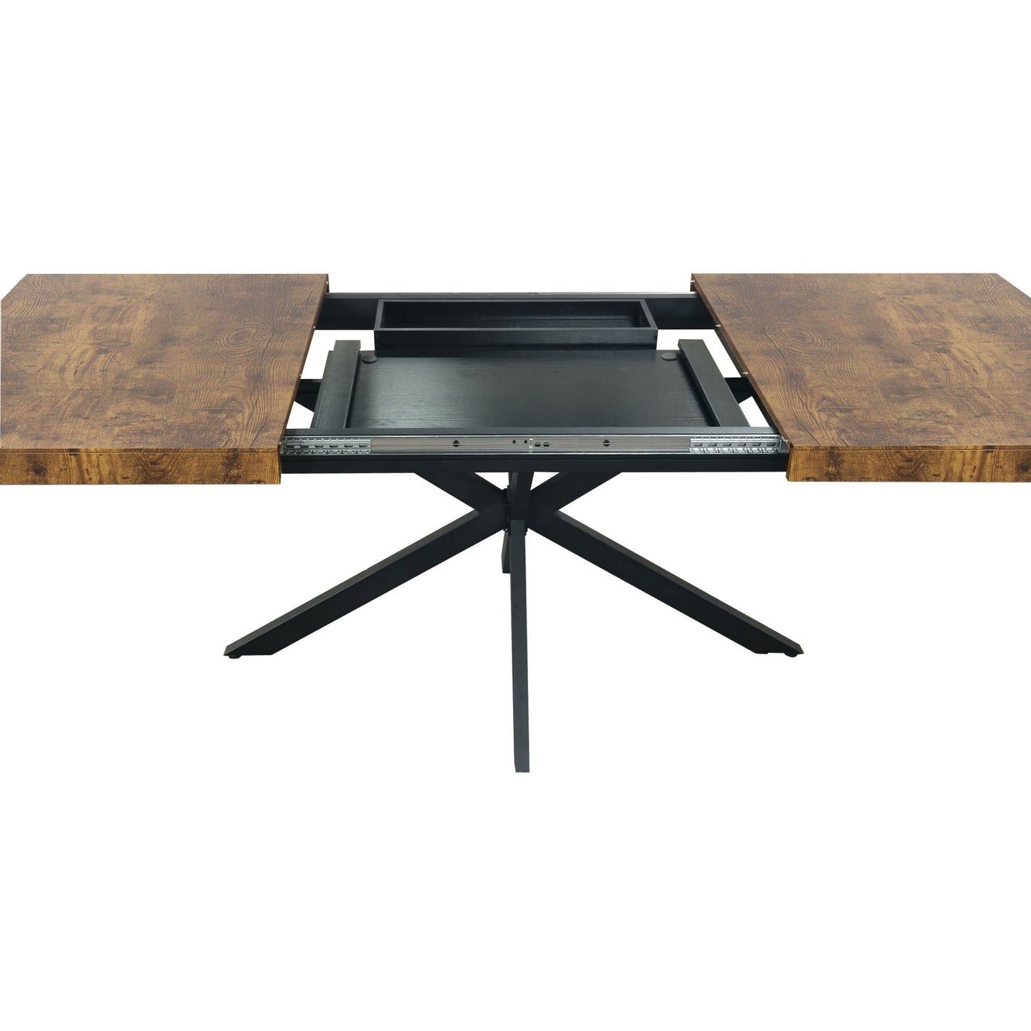 Retro Rectangular Stretch Dining Table With Embossed Center Plate