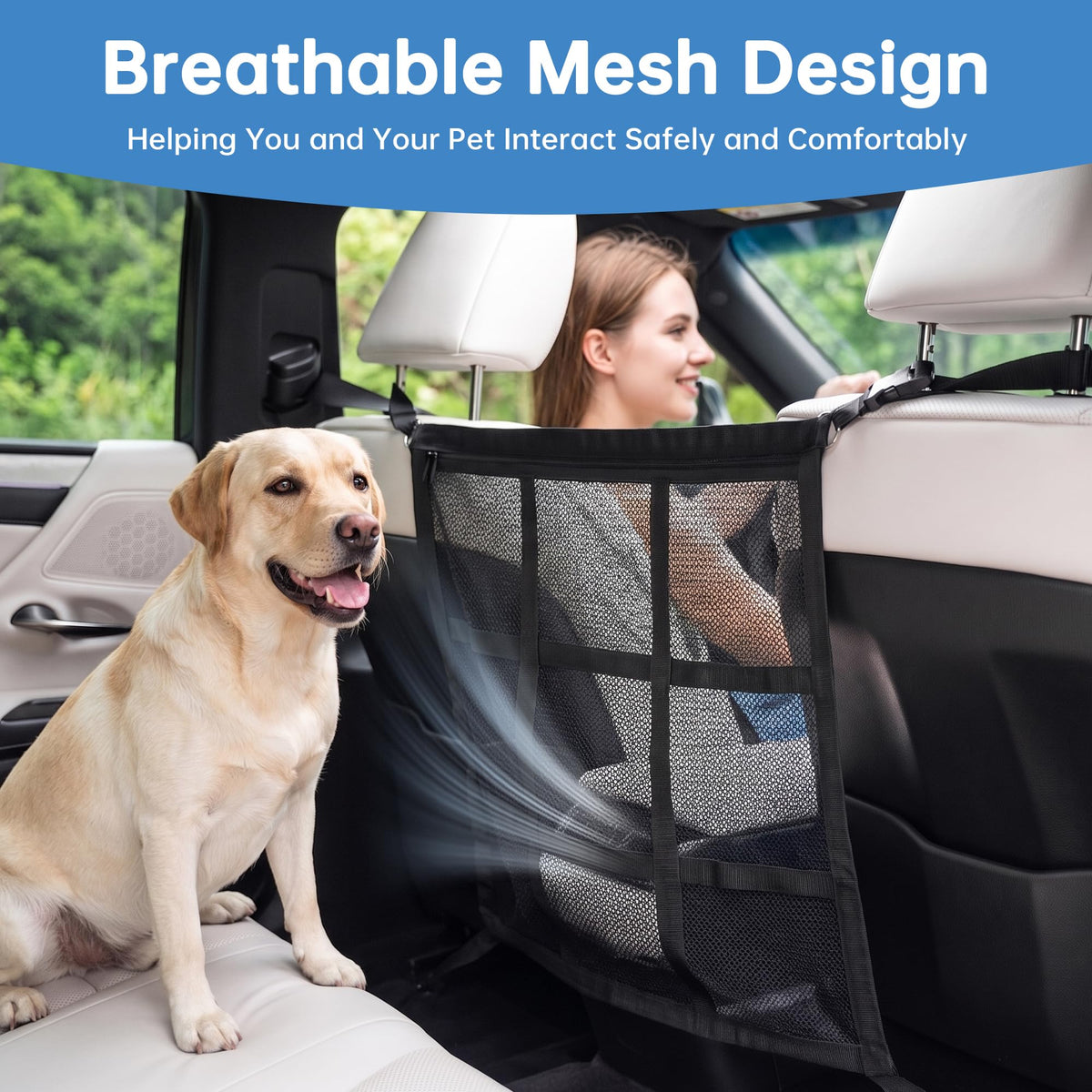 Dog Car Barrier For Sedans SUVs Trucks, Double-Layer Mesh, Easy Install