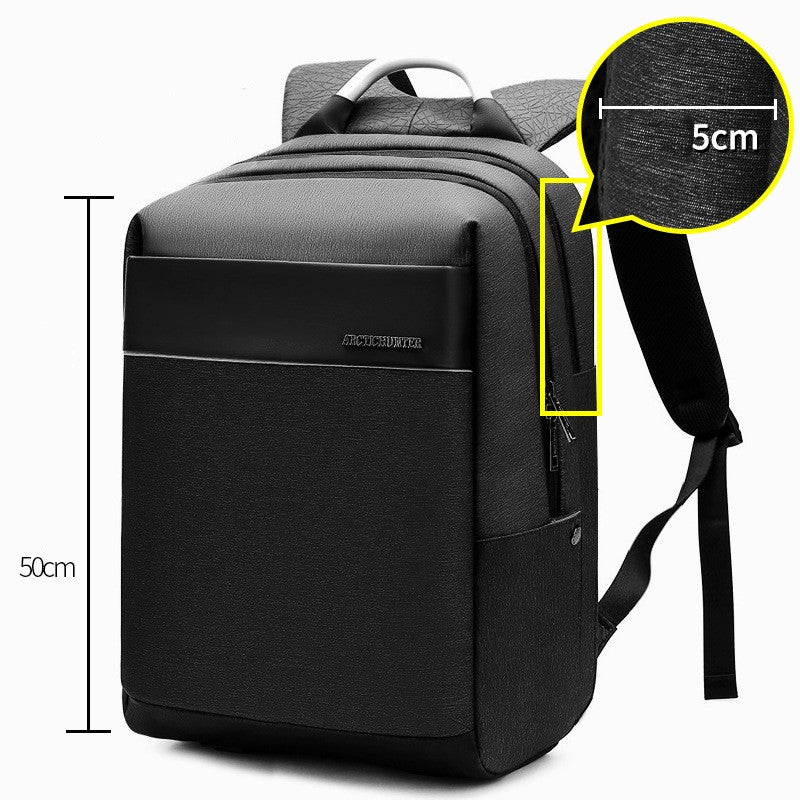 New black Computer backpack men''s European and American trend schoolbag