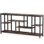Tribesigns - Extra Long Console Table, 3 Tier With Storage Shelves - Rustic Brown