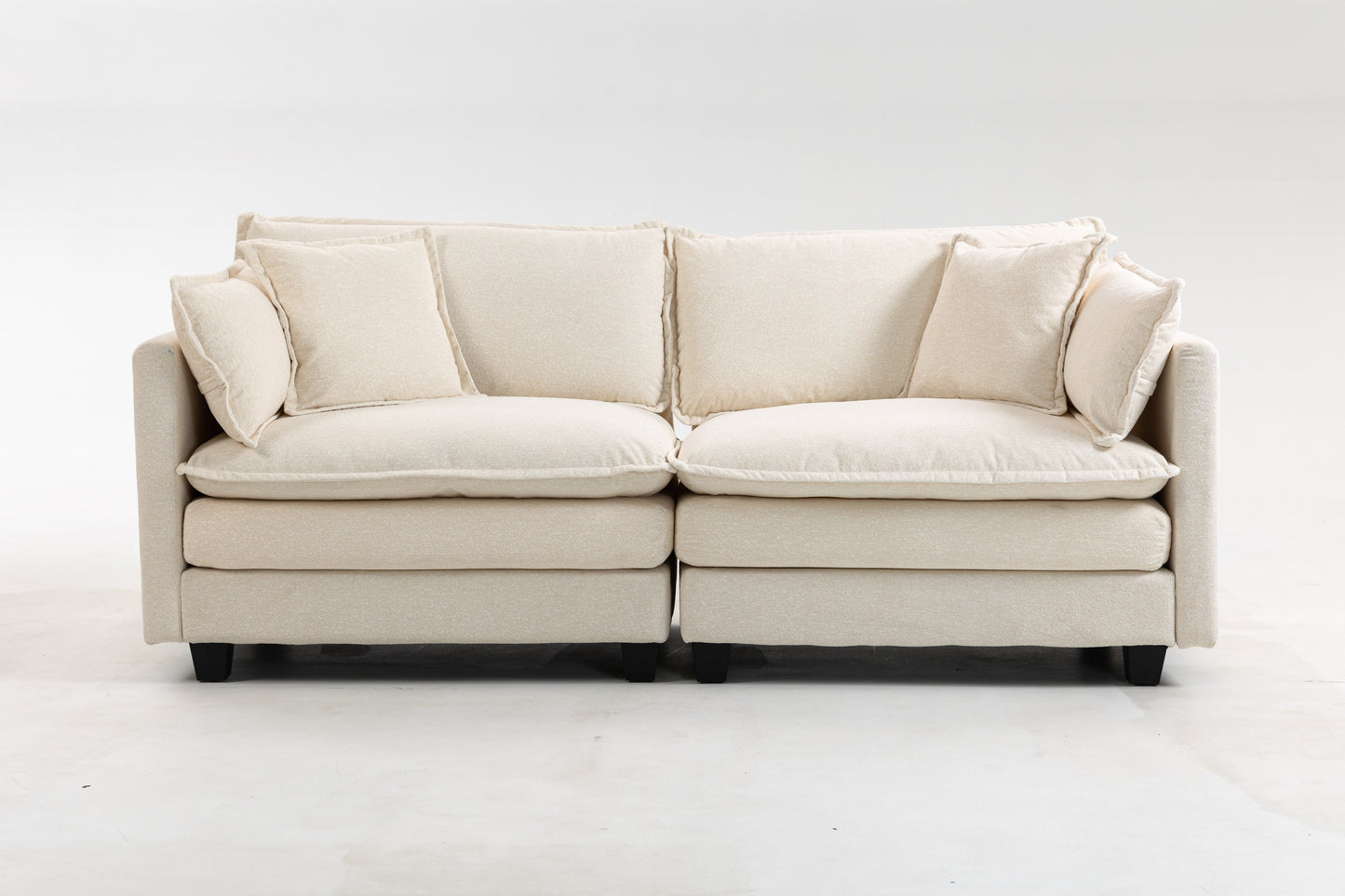 Modern 2-Seats Sectional Sofa with Waist Pillows