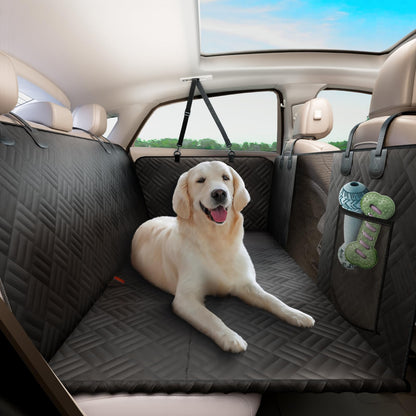 Dog Car Seat Cover For Back Seat, Hard Bottom Back Seat Extender For Dogs, Duty Scratch-Proof Waterproof Dog Hammock For Cars, SUVs, Trucks