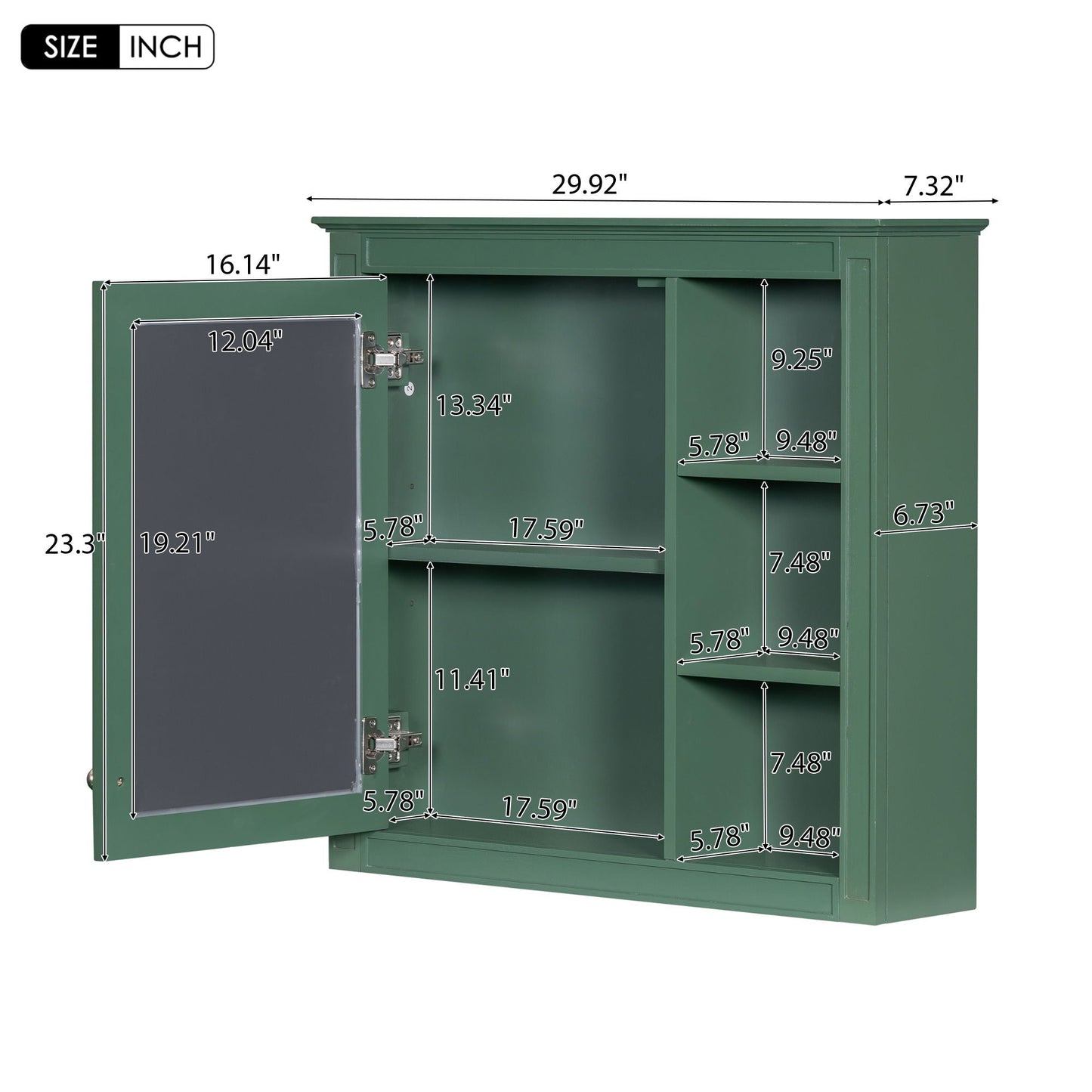 Wall Mounted Medicine Cabinet With Mirror and 3 Open Shelves
