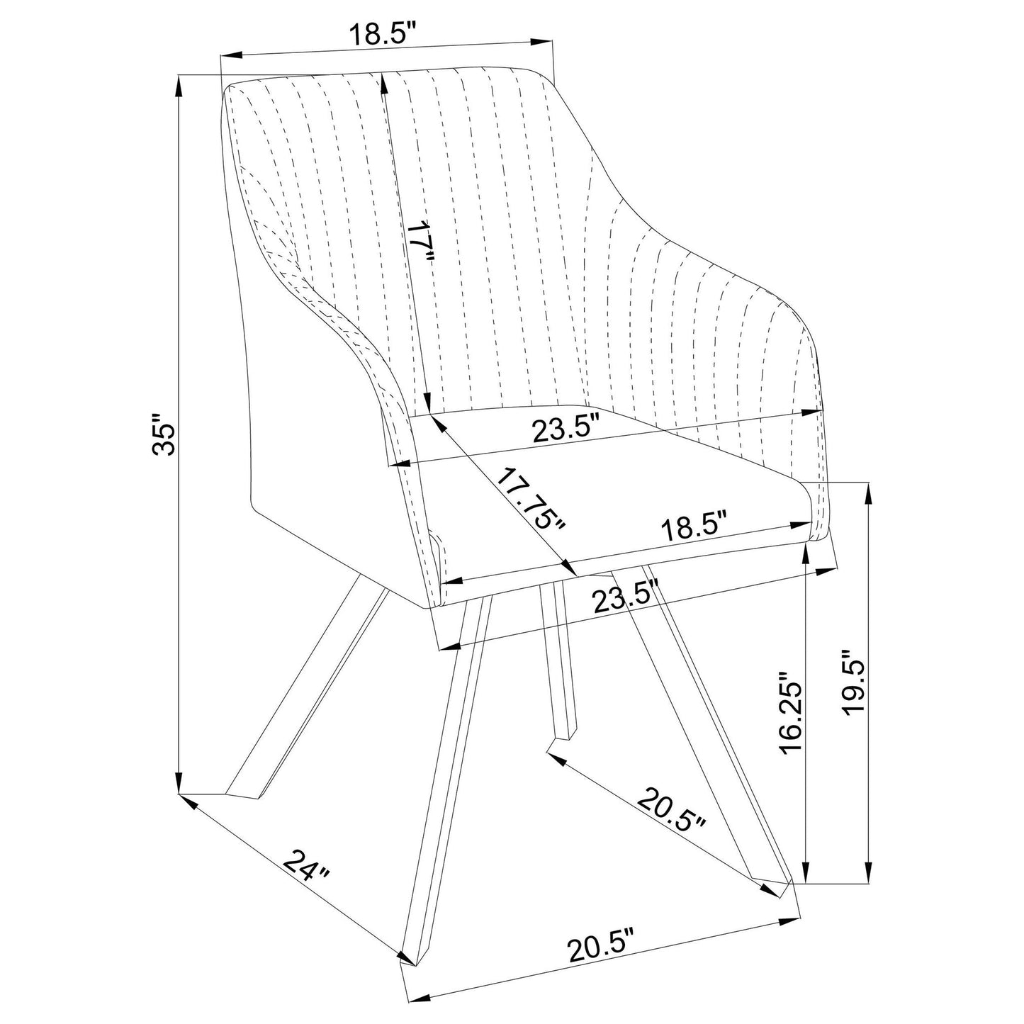 Sloped Arm Swivel Chair - Black