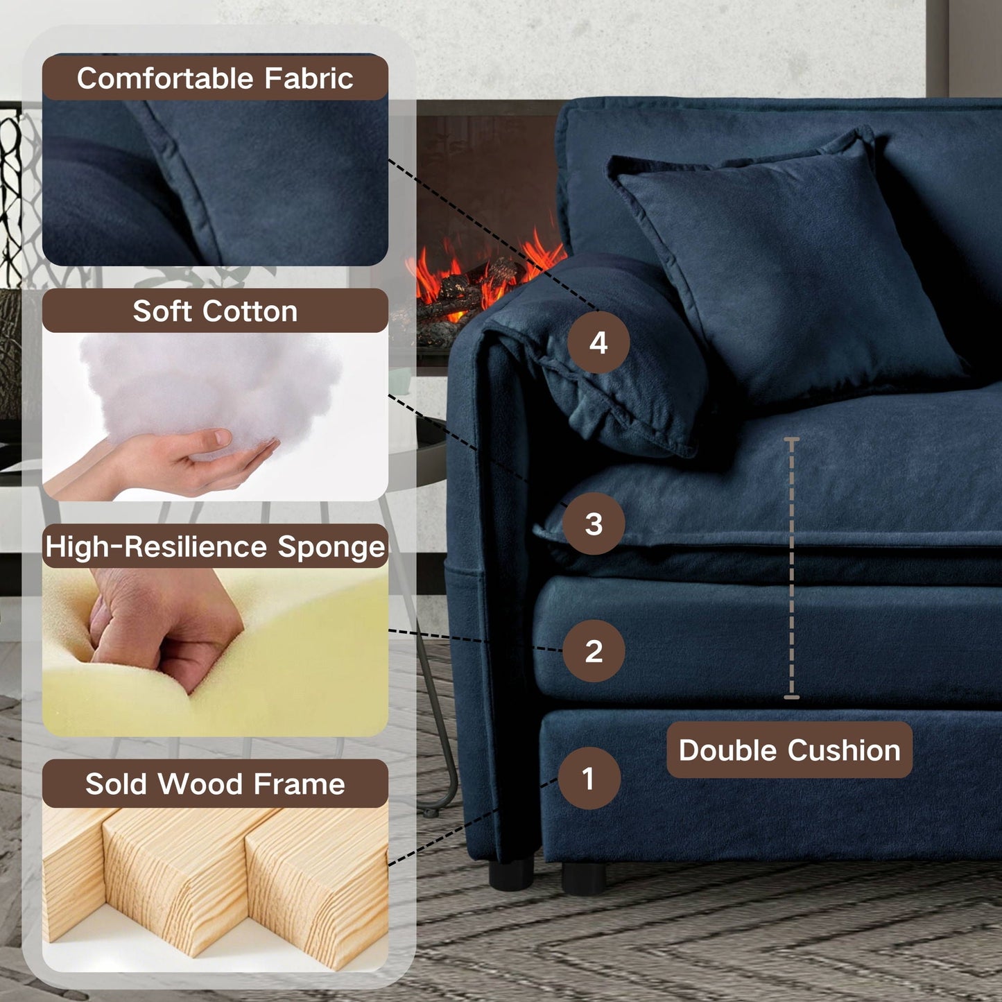 Oversized Chair With Movable Ottoman, Soft Upholstered Lounge Chair