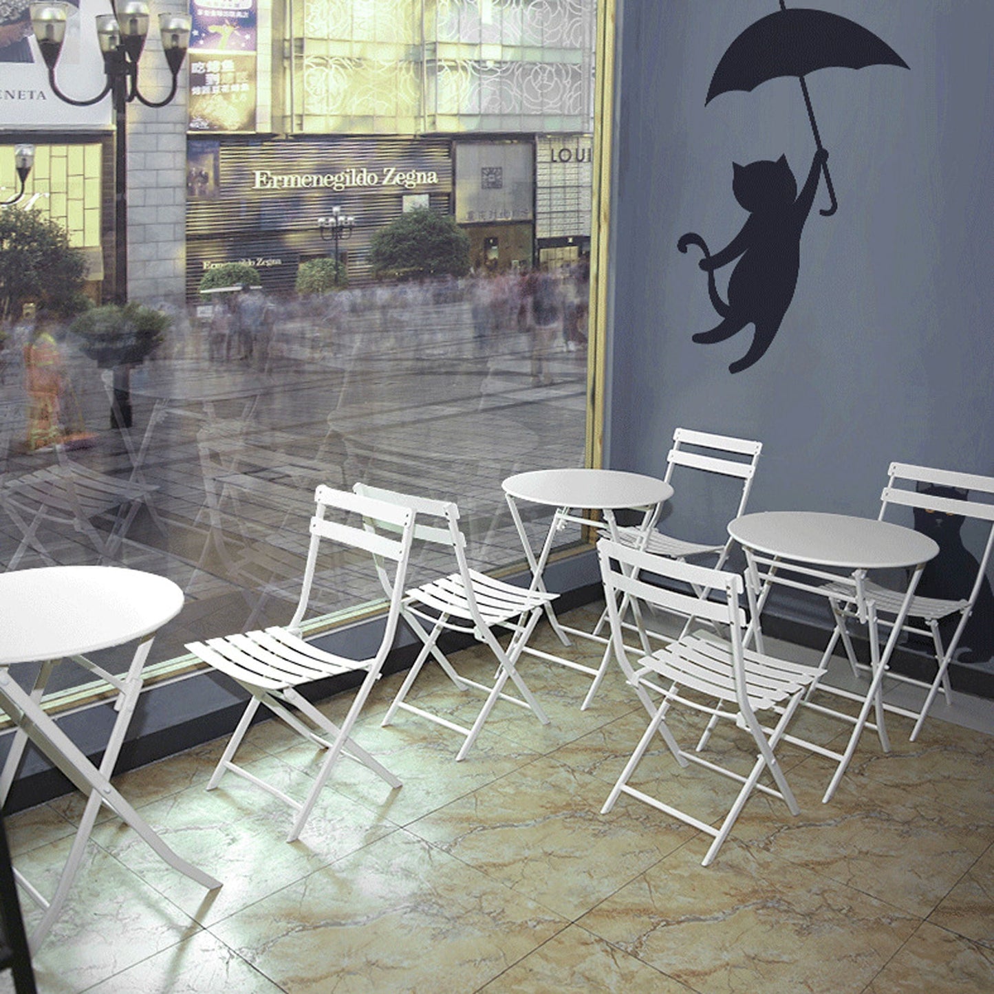 3 Piece Patio Bistro Set Of Foldable Round Table And Chairs