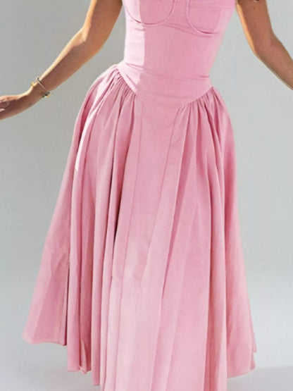 Sweetheart Neck Spaghetti Strap Midi Dress