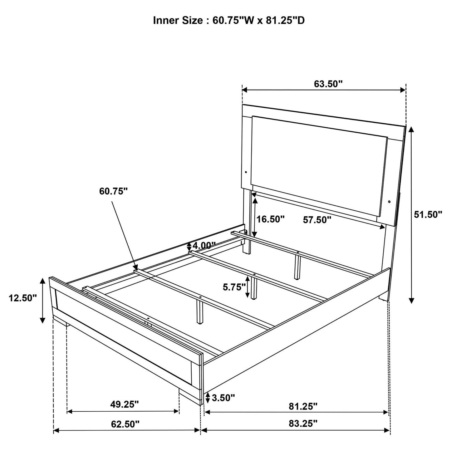 Lincoln - LED Panel Bed With Touch Light Headboard