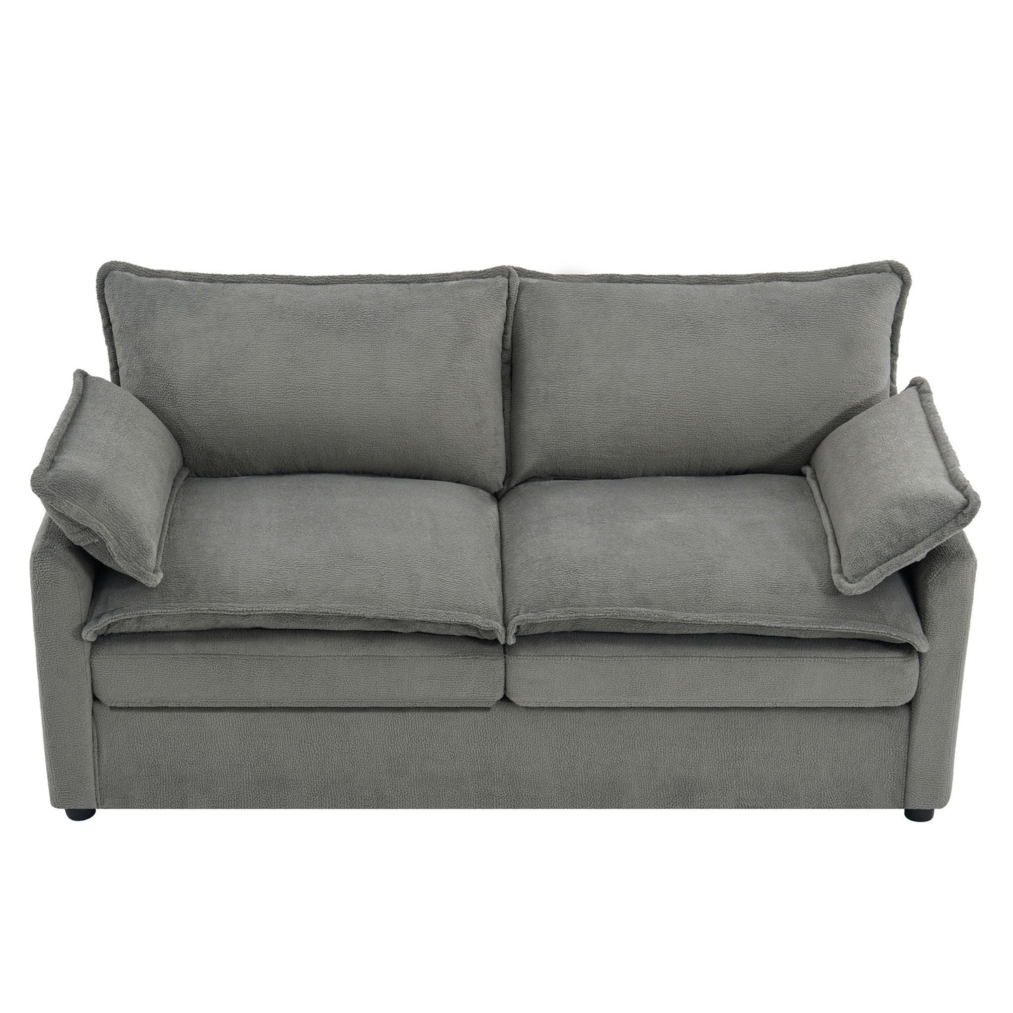 Modern Loveseat Sofa, Upholstered Couch With Side Storage Pockets