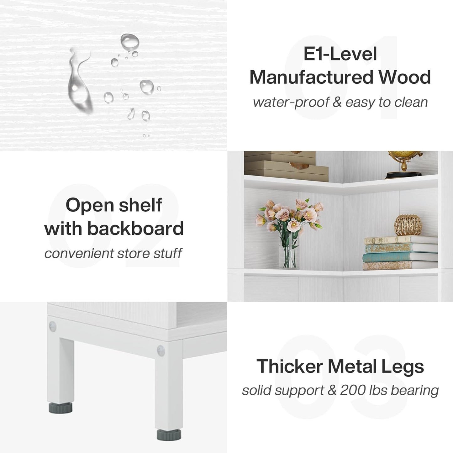 L-Shaped Bookcase, 5 Tier Freestanding Corner Bookshelf